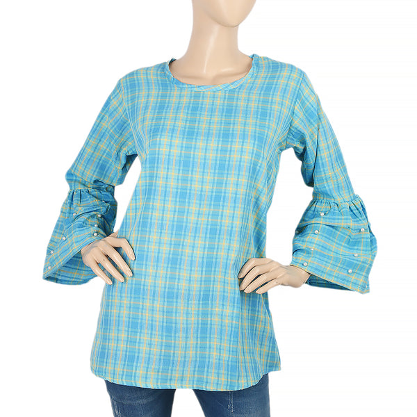 Women's Western Top  With Pearls - Blue, Women, T-Shirts And Tops, Chase Value, Chase Value