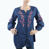 Women's Embroidered Western Top - Blue, Women, T-Shirts And Tops, Chase Value, Chase Value