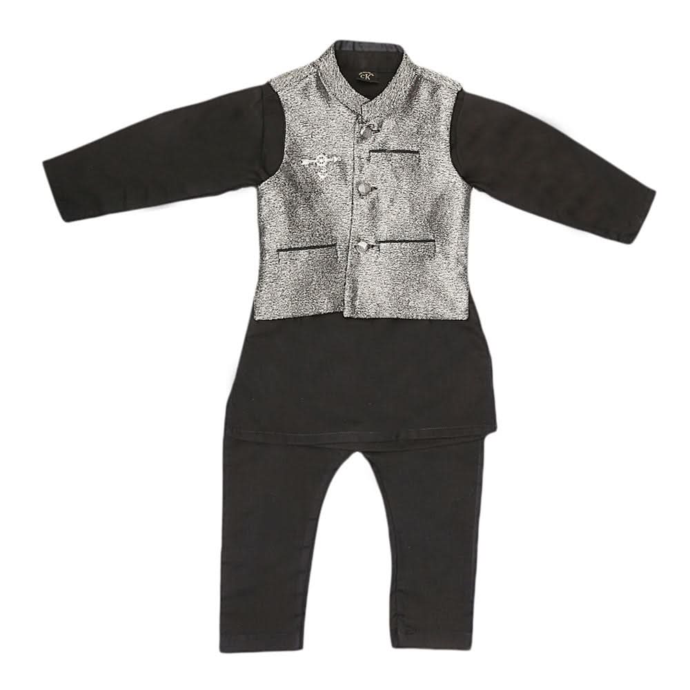 Boys Waistcoat Shalwar Suit - Black, Kids, Boys Shalwar Kameez, Chase Value, Chase Value