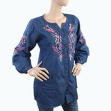 Women's Embroidered Western Top - Blue, Women, T-Shirts And Tops, Chase Value, Chase Value