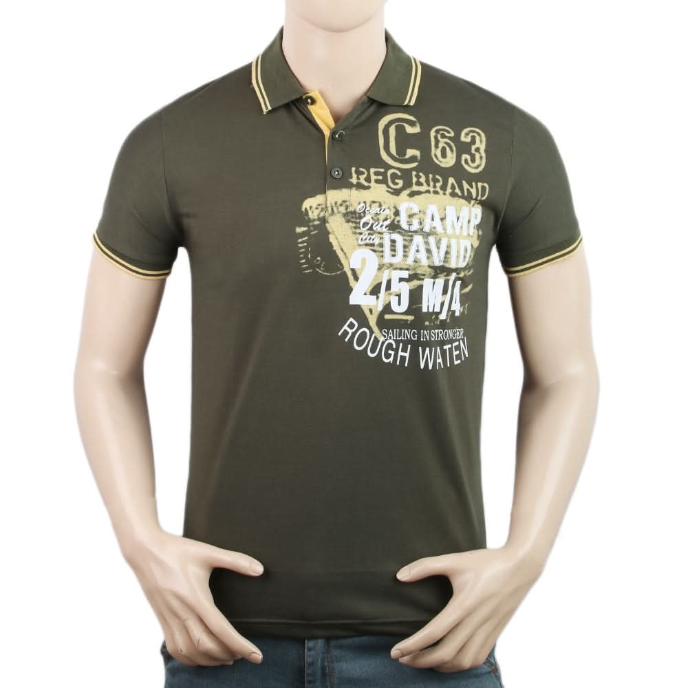 Men's Half Sleeves Polo T-Shirt - Olive Green, Men, T-Shirts And Polos, Chase Value, Chase Value