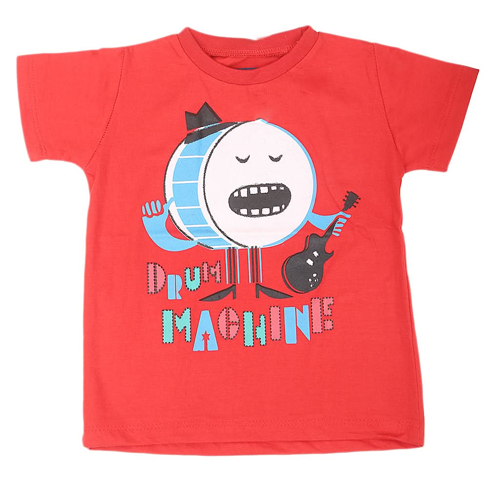 Boys Printed Half Sleeves T-Shirt 4727 - Red, Kids, Boys T-Shirts, Chase Value, Chase Value