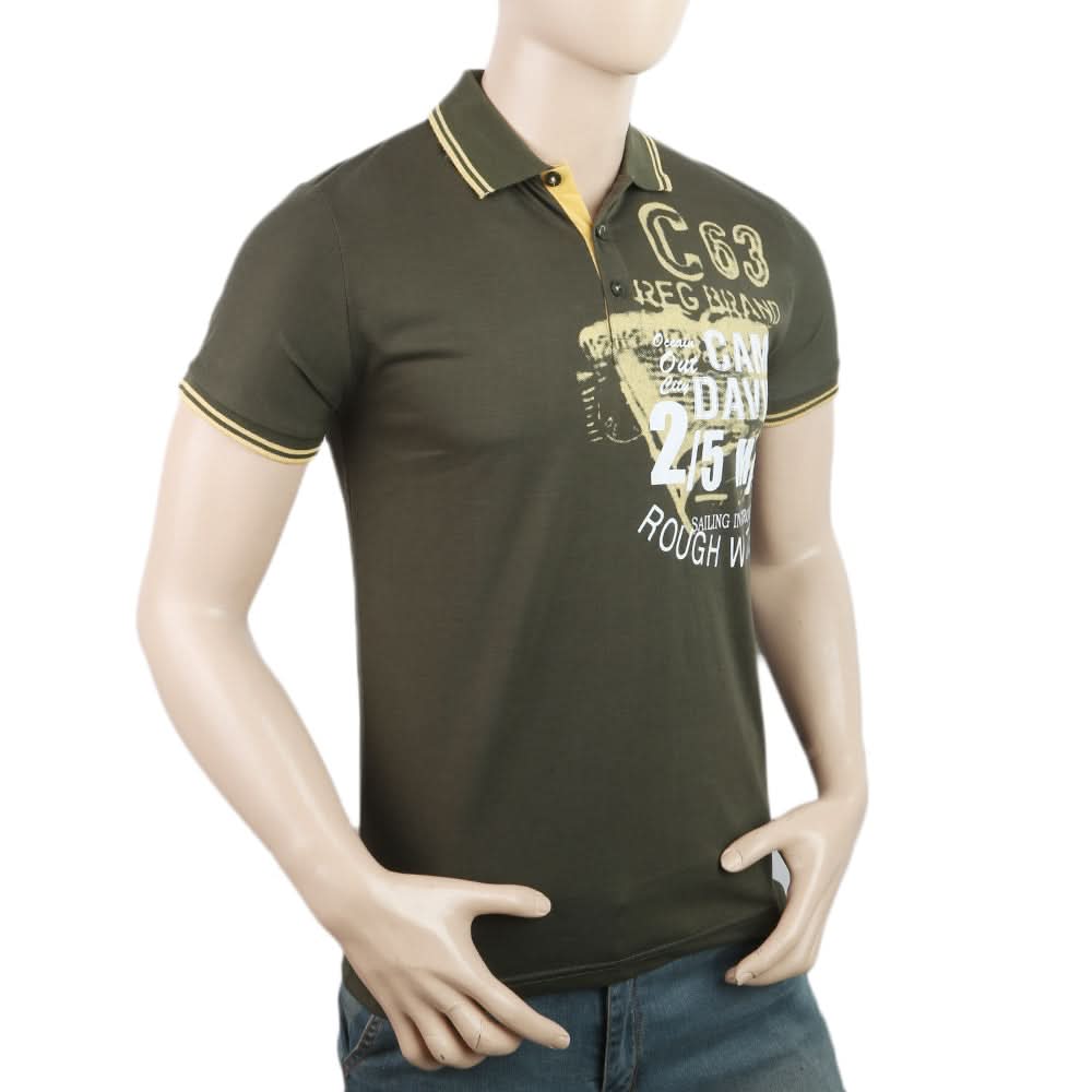 Men's Half Sleeves Polo T-Shirt - Olive Green, Men, T-Shirts And Polos, Chase Value, Chase Value