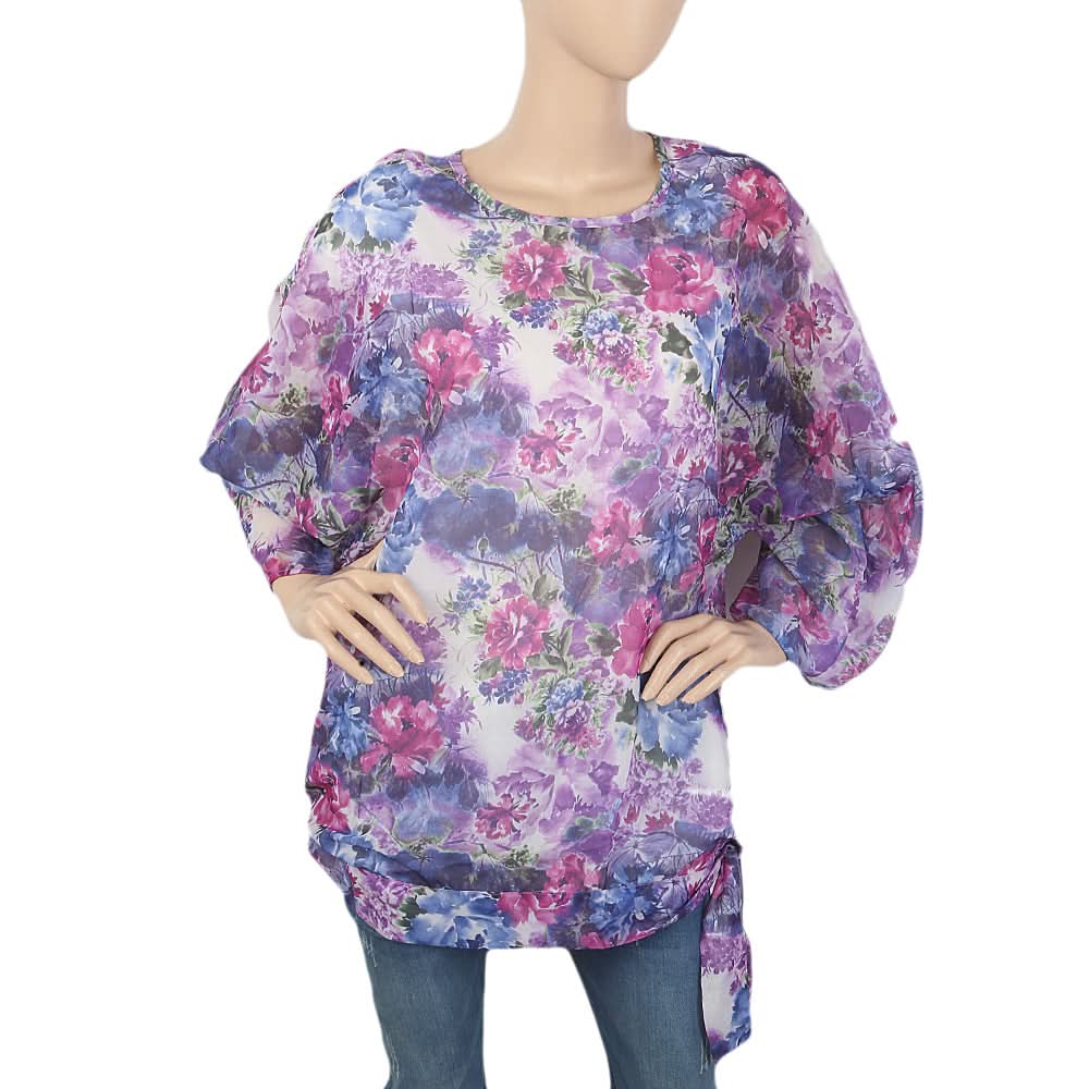 Women's Printed Top With Bottom Belt - Purple, Women, T-Shirts And Tops, Chase Value, Chase Value