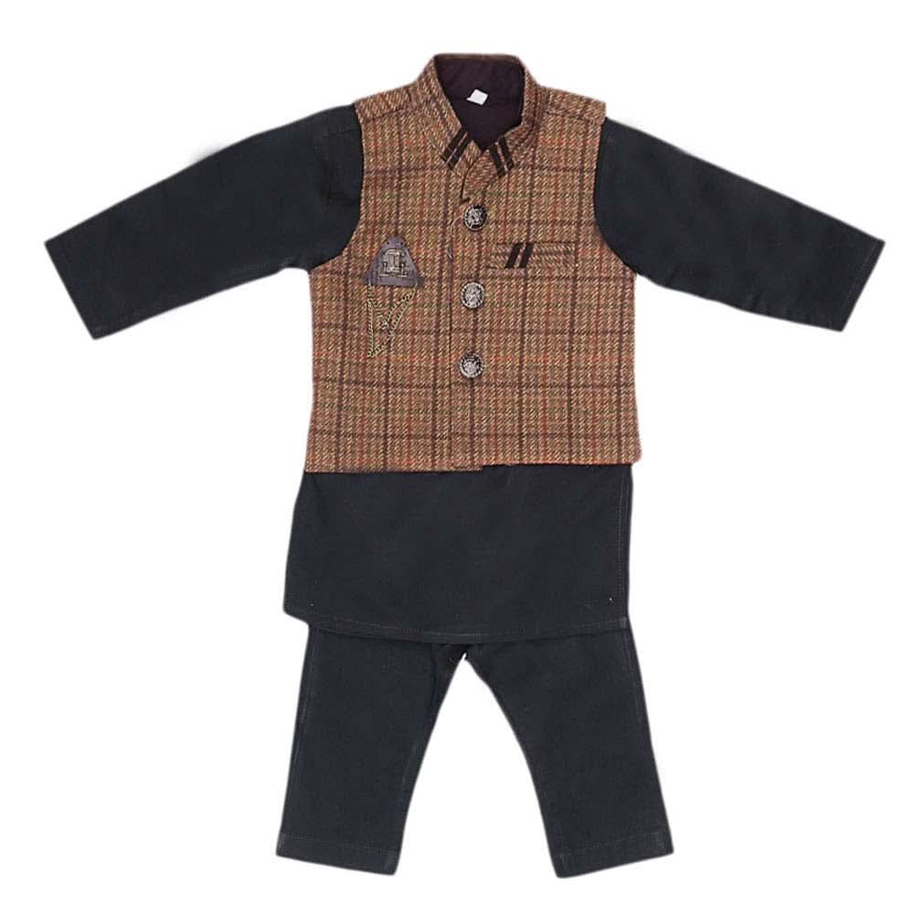 Boys WaistCoat Shalwar Suit - Brown, Kids, Boys Shalwar Kameez, Chase Value, Chase Value