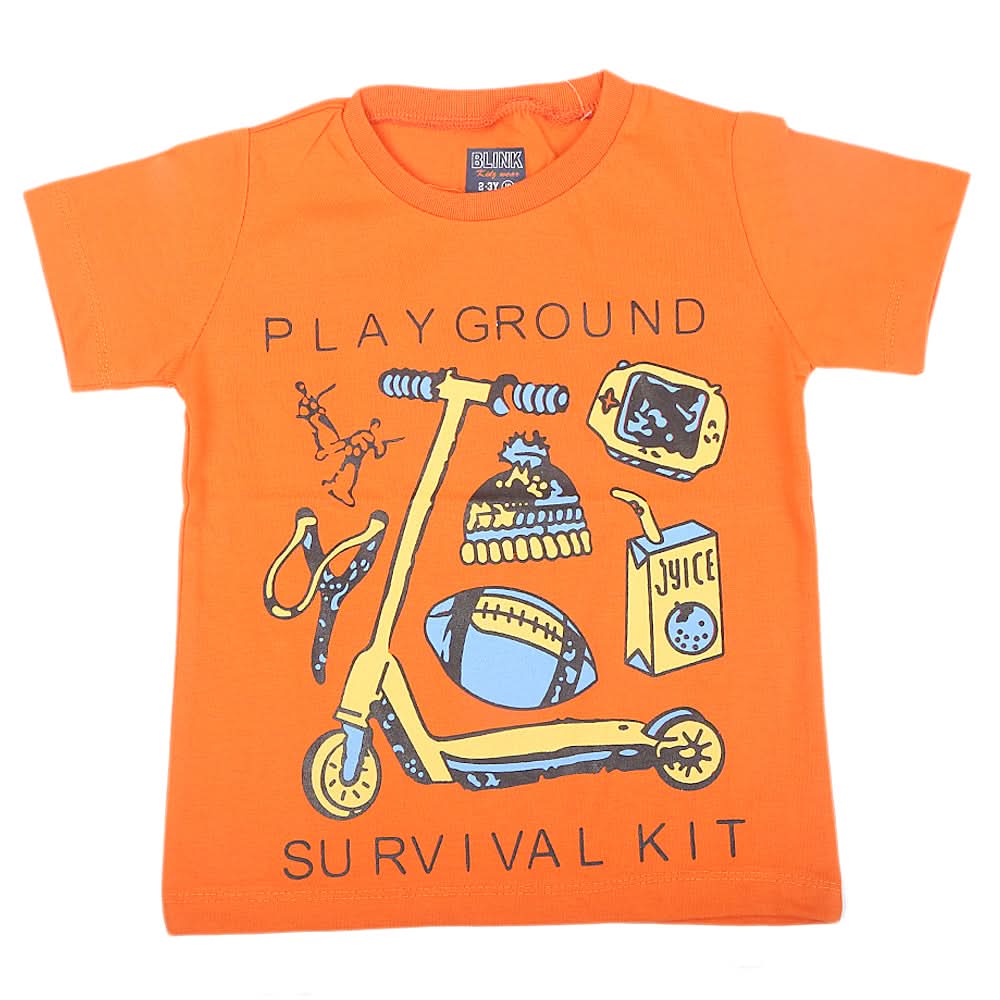 Boys Half Sleeves Jersey T-Shirt 4125 - Orange, Kids, Boys T-Shirts, Chase Value, Chase Value