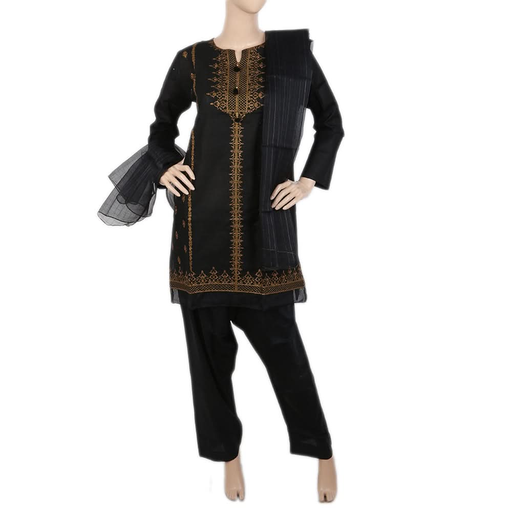 Women's Embordered 3 Piece Suit - Black, Women, Shalwar Suits, Chase Value, Chase Value
