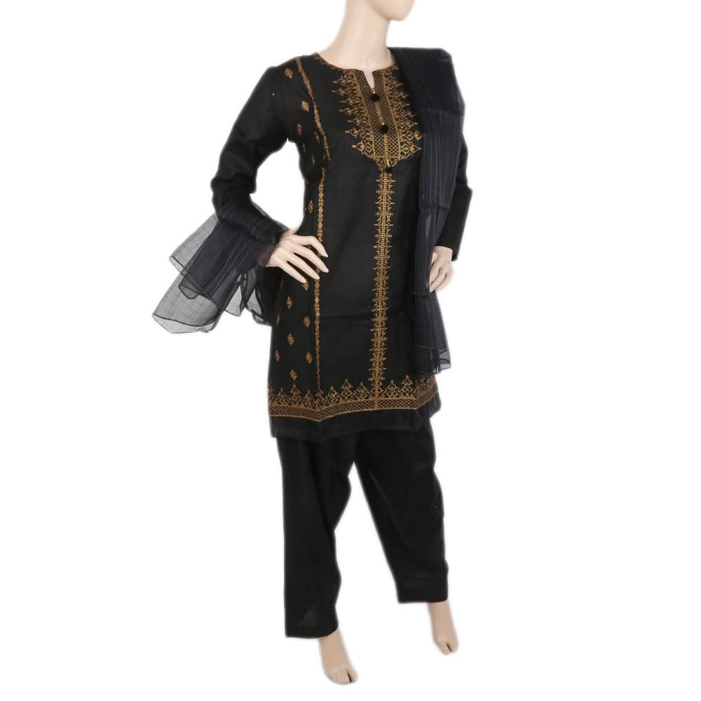 Women's Embordered 3 Piece Suit - Black, Women, Shalwar Suits, Chase Value, Chase Value