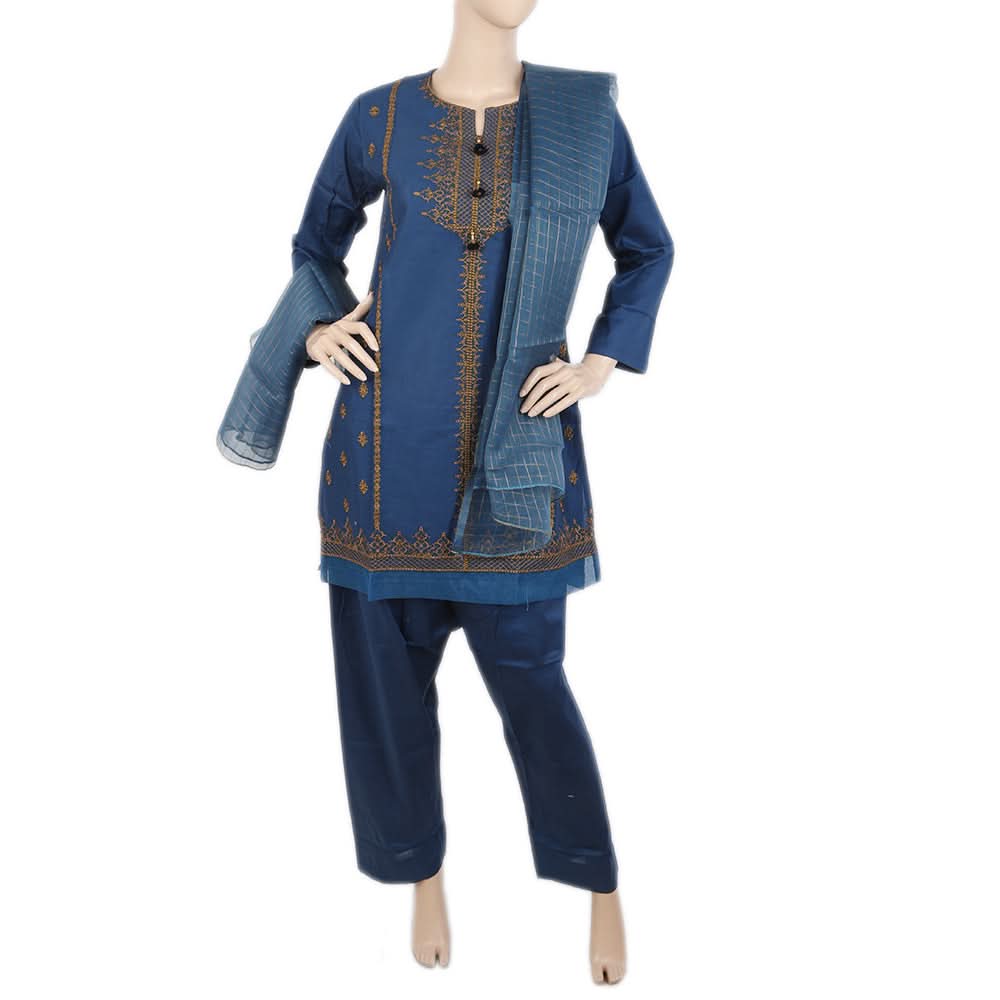 Women's Embordered 3 Piece Suit - Royal Blue, Women, Shalwar Suits, Chase Value, Chase Value