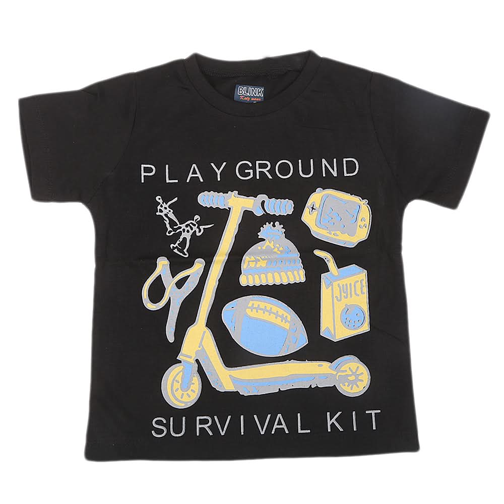 Boys Half Sleeves Jersey T-Shirt 4125 - Black, Kids, Boys T-Shirts, Chase Value, Chase Value