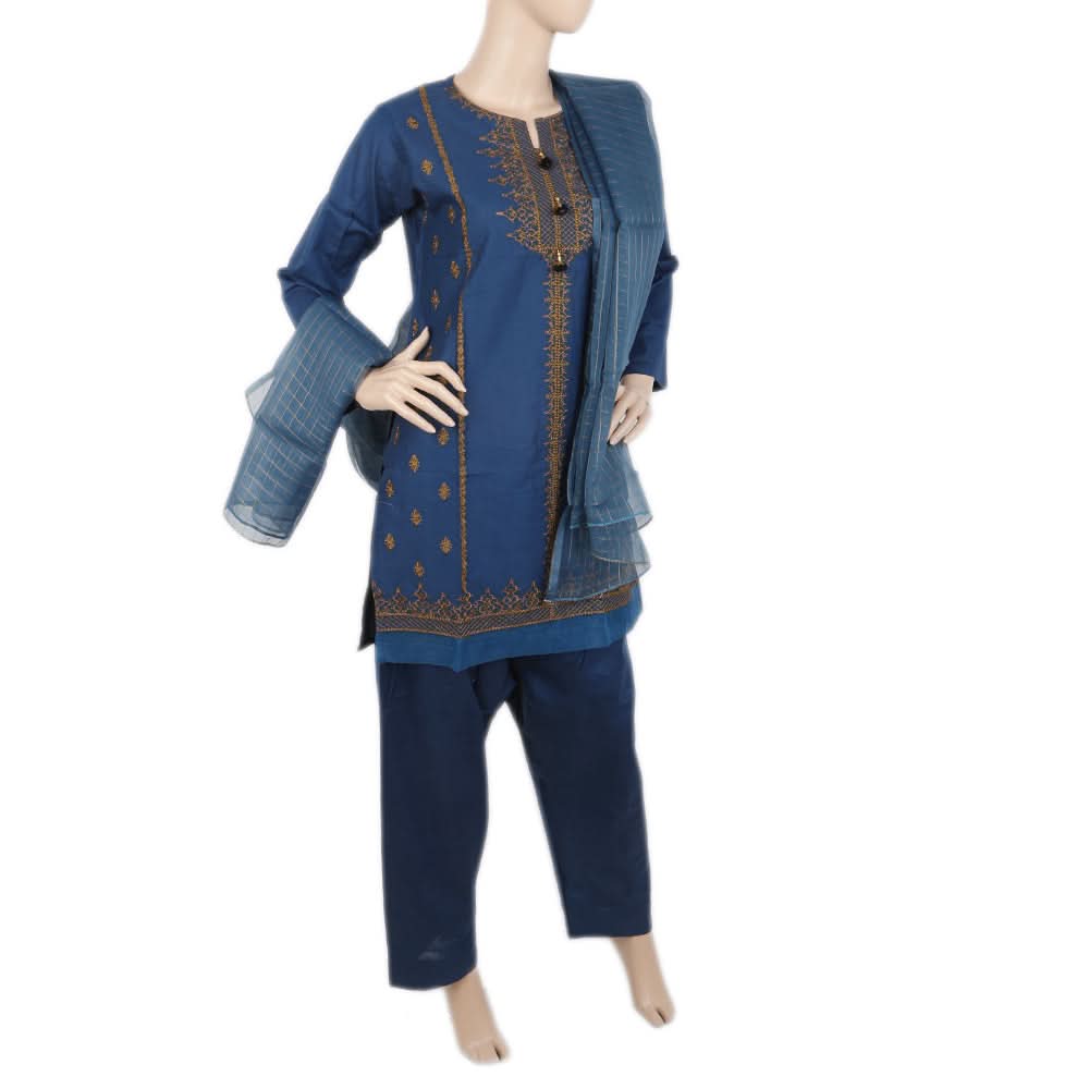 Women's Embordered 3 Piece Suit - Royal Blue, Women, Shalwar Suits, Chase Value, Chase Value