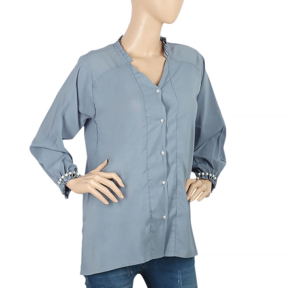 Women's Casual Shirt - Steel Blue, Women, T-Shirts And Tops, Chase Value, Chase Value