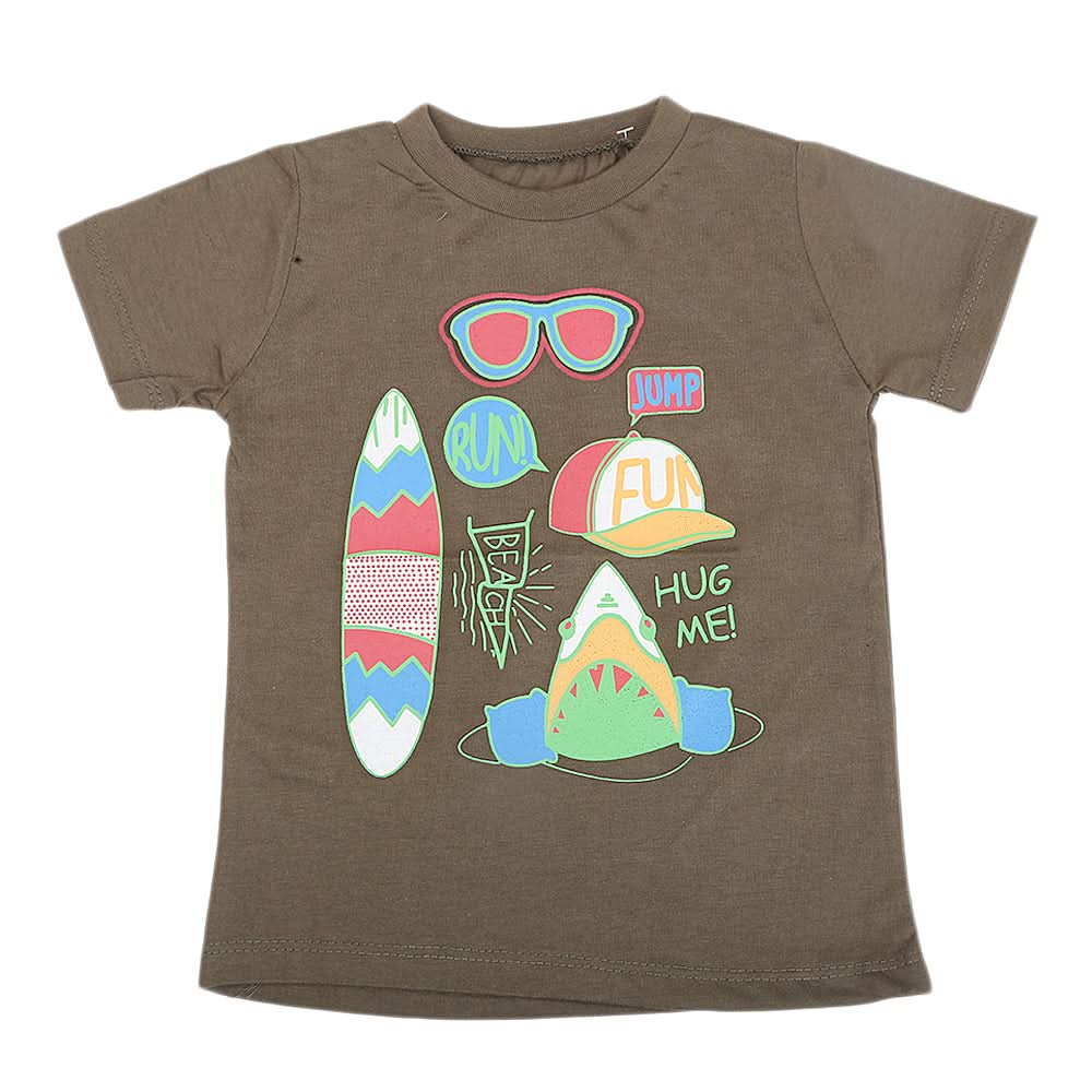 Boys Printed Half Sleeves T-Shirt 4731 - Olive Green, Kids, Boys T-Shirts, Chase Value, Chase Value