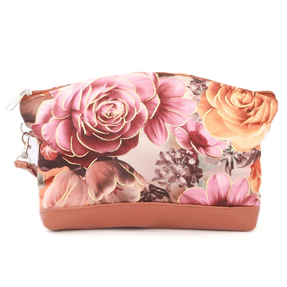 Women's Flower Printed Pouch - Light Brown, Women, Wallets, Chase Value, Chase Value