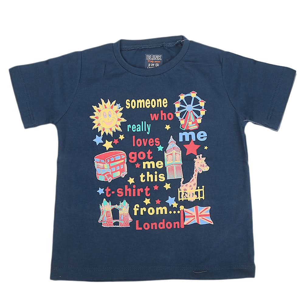 Boys Half Sleeves Jersey T-Shirt 4133 - Steel Blue, Kids, Boys T-Shirts, Chase Value, Chase Value