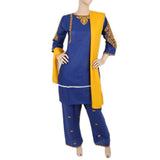 Women's Embordered 3 Piece Suit - Royal Blue, Women, Shalwar Suits, Chase Value, Chase Value