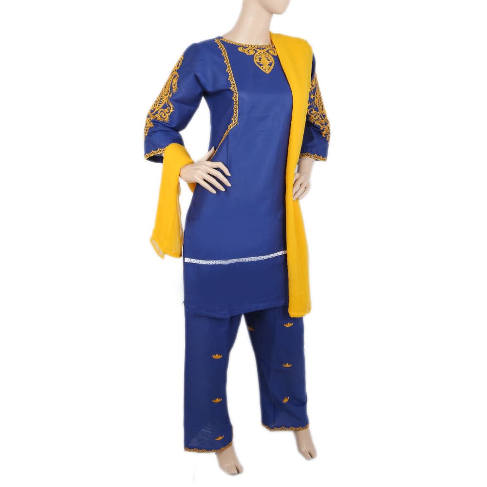 Women's Embordered 3 Piece Suit - Royal Blue, Women, Shalwar Suits, Chase Value, Chase Value