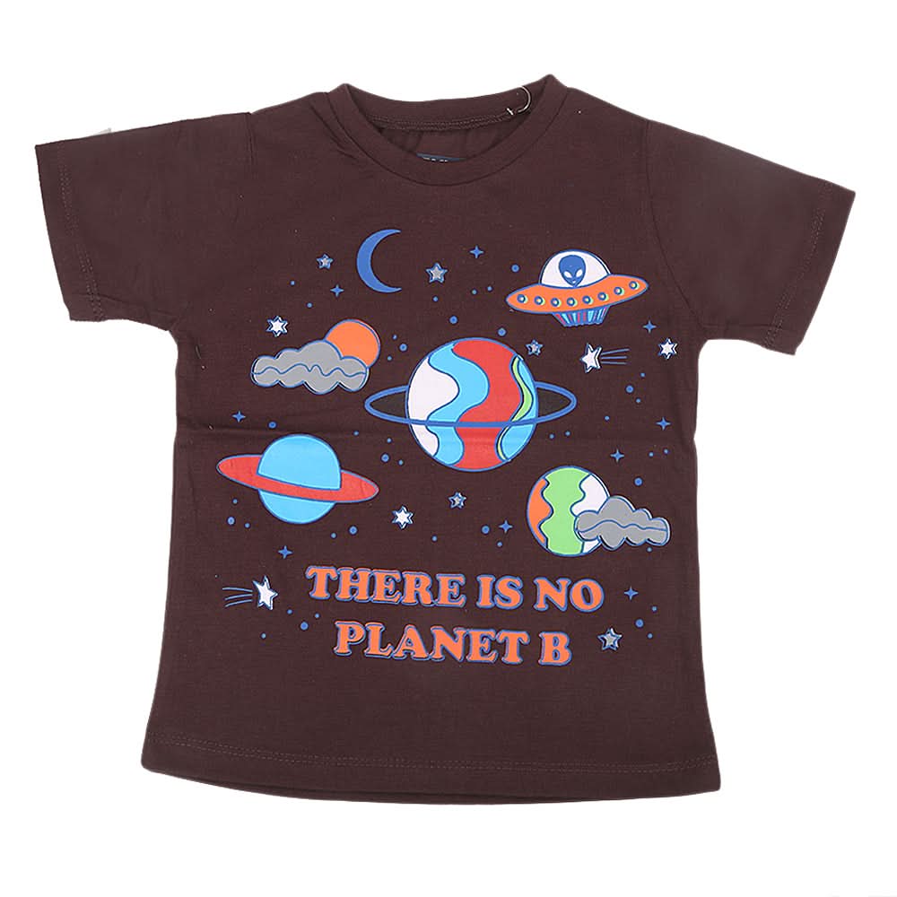 Boys Printed Half Sleeves T-Shirt 4723 - Dark Brown, Kids, Boys T-Shirts, Chase Value, Chase Value