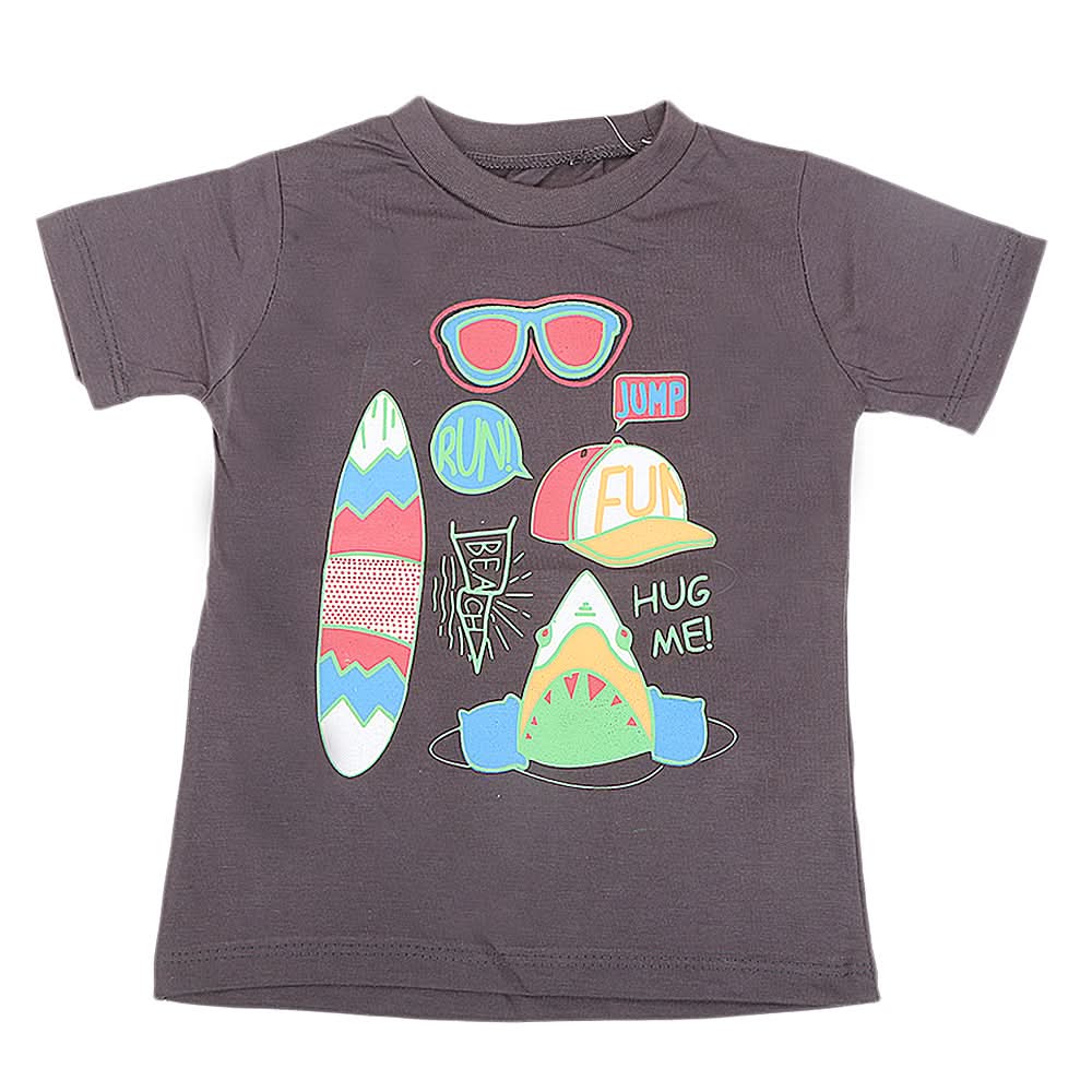 Boys Printed Half Sleeves T-Shirt 4731 - Dark Grey, Kids, Boys T-Shirts, Chase Value, Chase Value