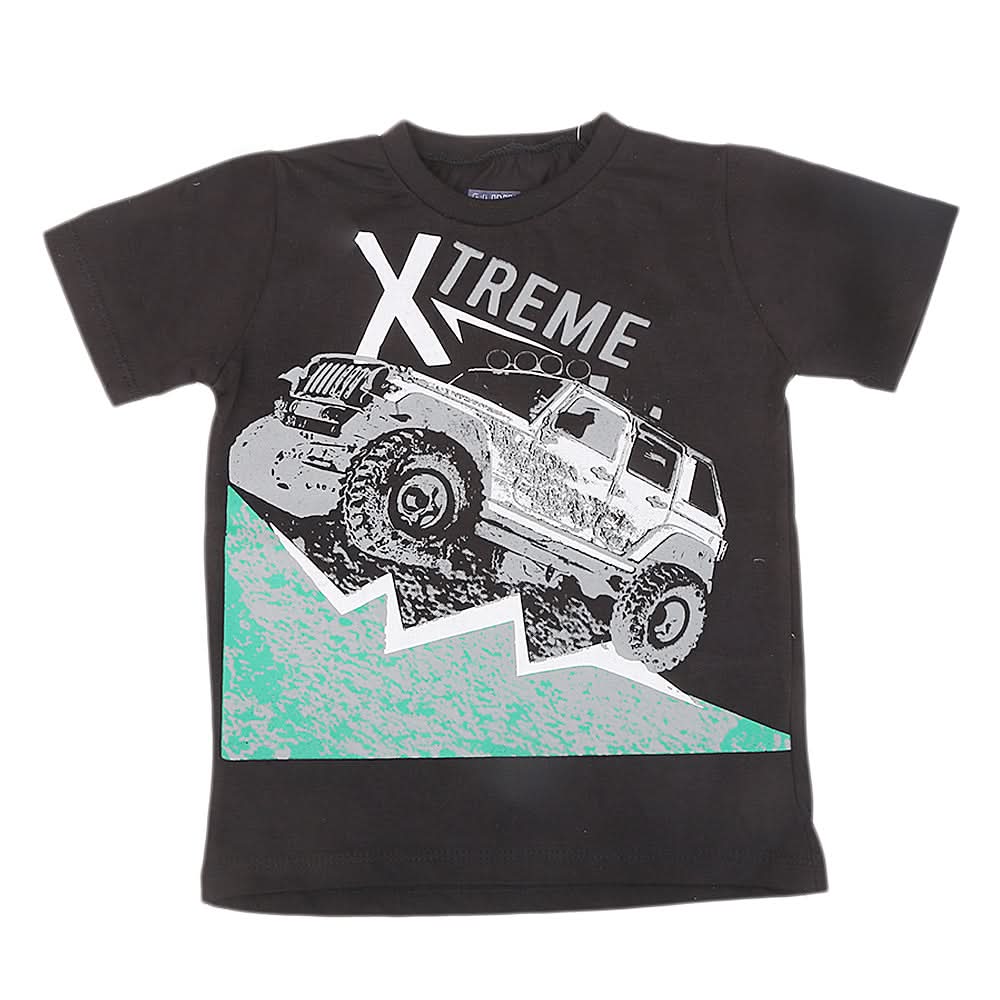 Boys Printed Half Sleeves T-Shirt 4747 - Black, Kids, Boys T-Shirts, Chase Value, Chase Value
