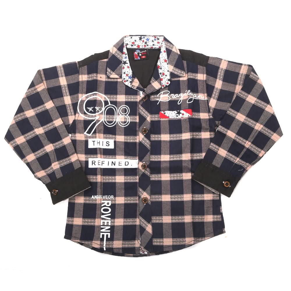 Boys Full Sleeves Casual Shirt - Navy Blue, Kids, Boys Shirts, Chase Value, Chase Value