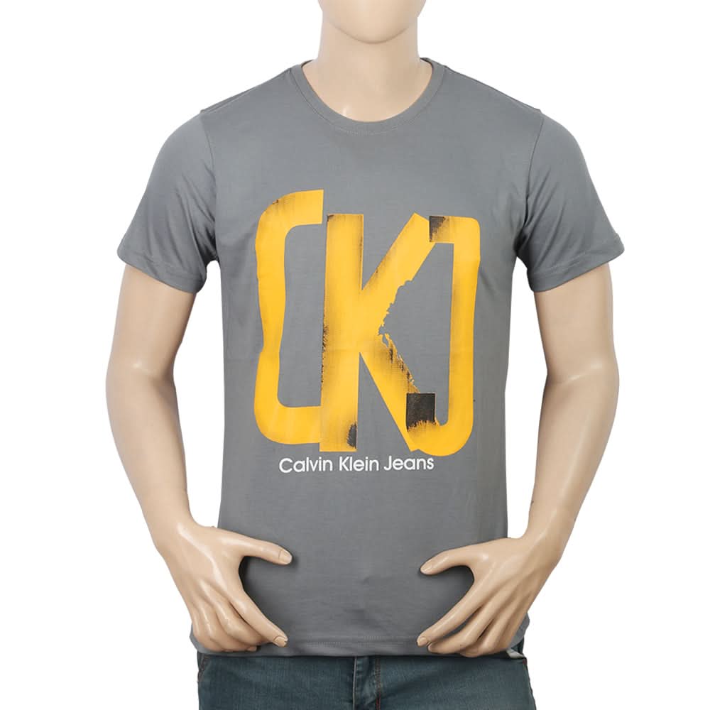 Men's Half Sleeves Printed T-Shirt - Grey, Men, T-Shirts And Polos, Chase Value, Chase Value