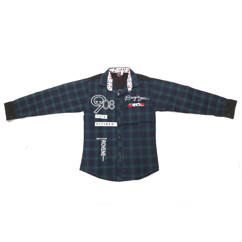 Boys Full Sleeves Casual Shirt - Green, Kids, Boys Shirts, Chase Value, Chase Value