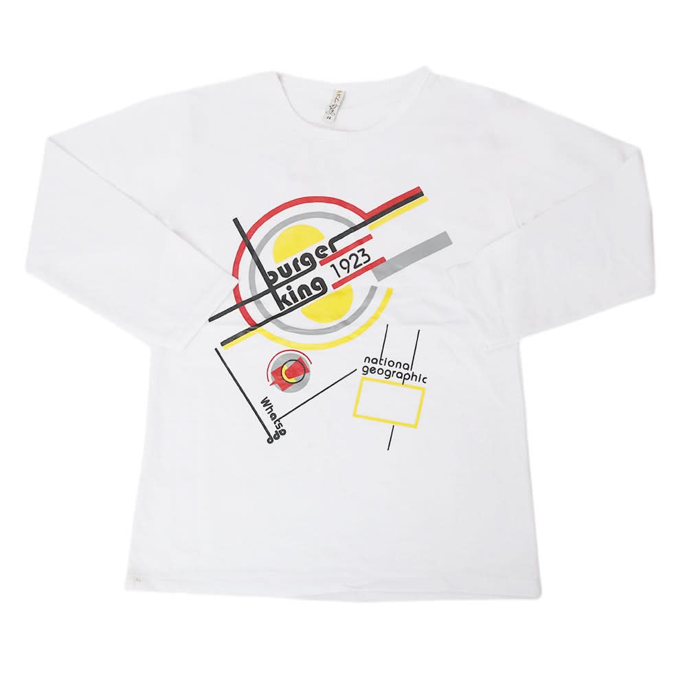 Boys Full Sleeves T-Shirt - White, Kids, Boys T-Shirts, Chase Value, Chase Value