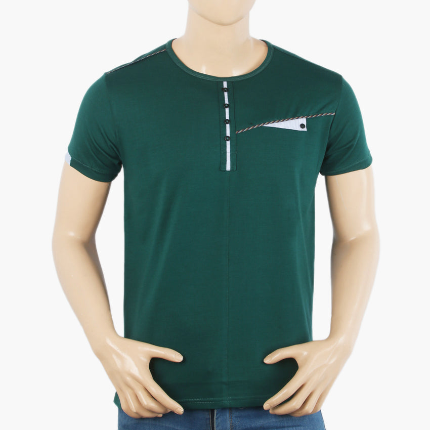 Men's Half Sleeves T-Shirt - Dark Green, Men's T-Shirts & Polos, Chase Value, Chase Value