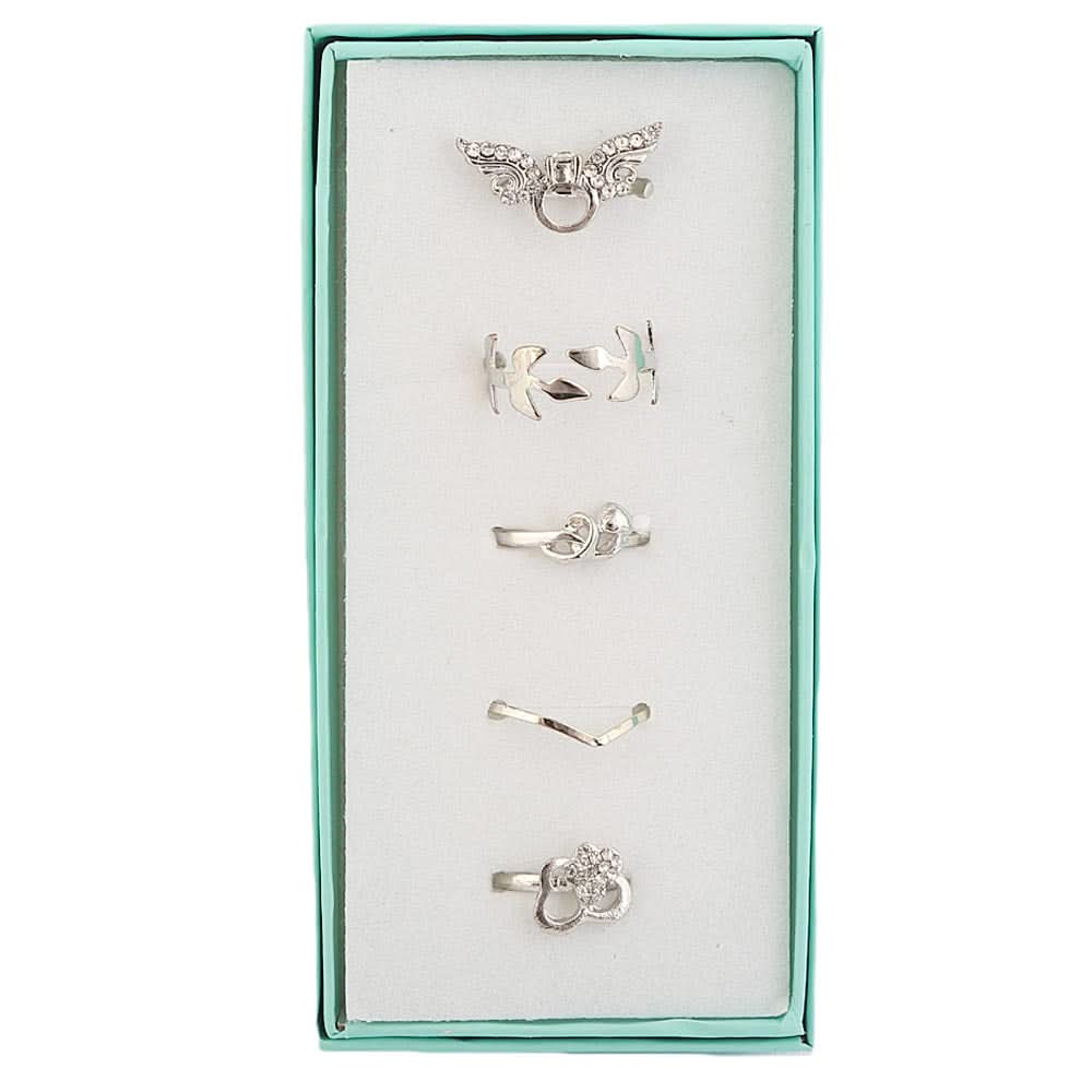 Women's Finger Rings 5 Pcs - Silver, Women, Finger Rings, Chase Value, Chase Value