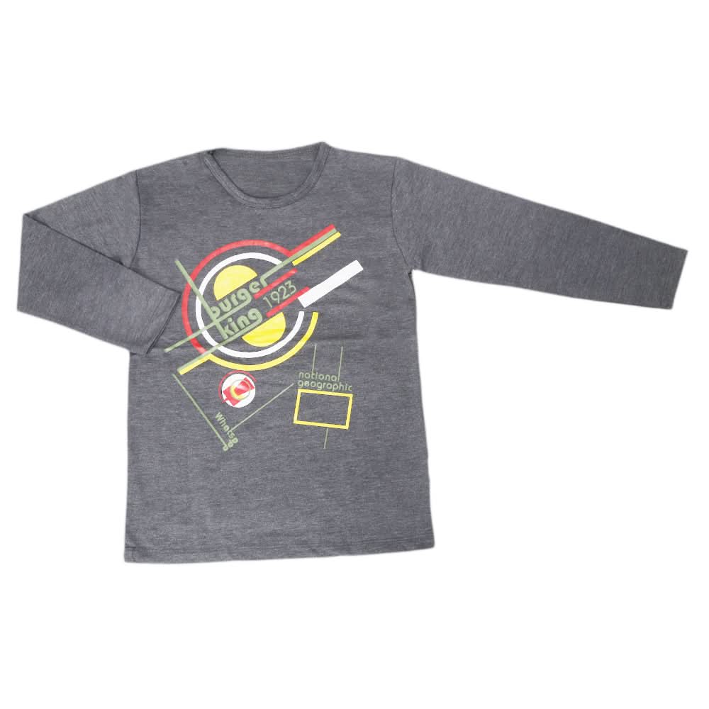 Boys Full Sleeves T-Shirt  8741 - Grey, Kids, Boys T-Shirts, Chase Value, Chase Value