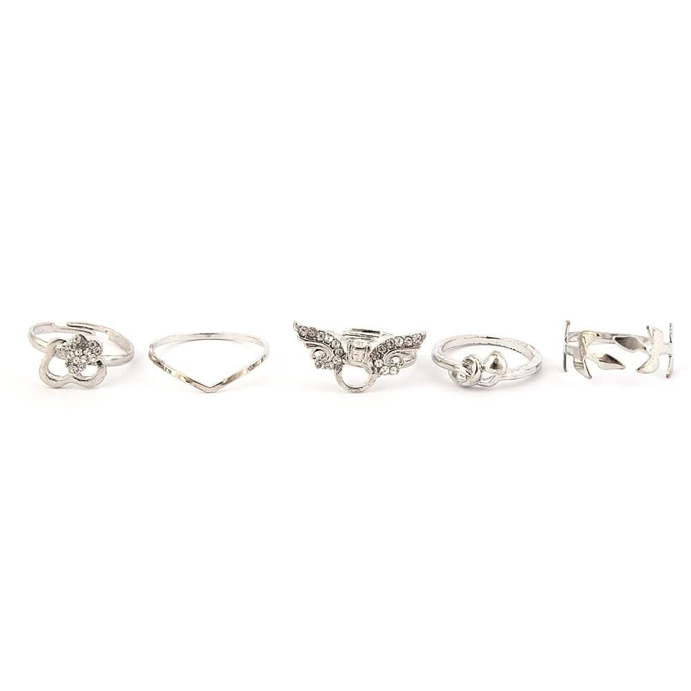 Women's Finger Rings 5 Pcs - Silver, Women, Finger Rings, Chase Value, Chase Value