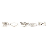 Women's Finger Rings 5 Pcs - Silver, Women, Finger Rings, Chase Value, Chase Value