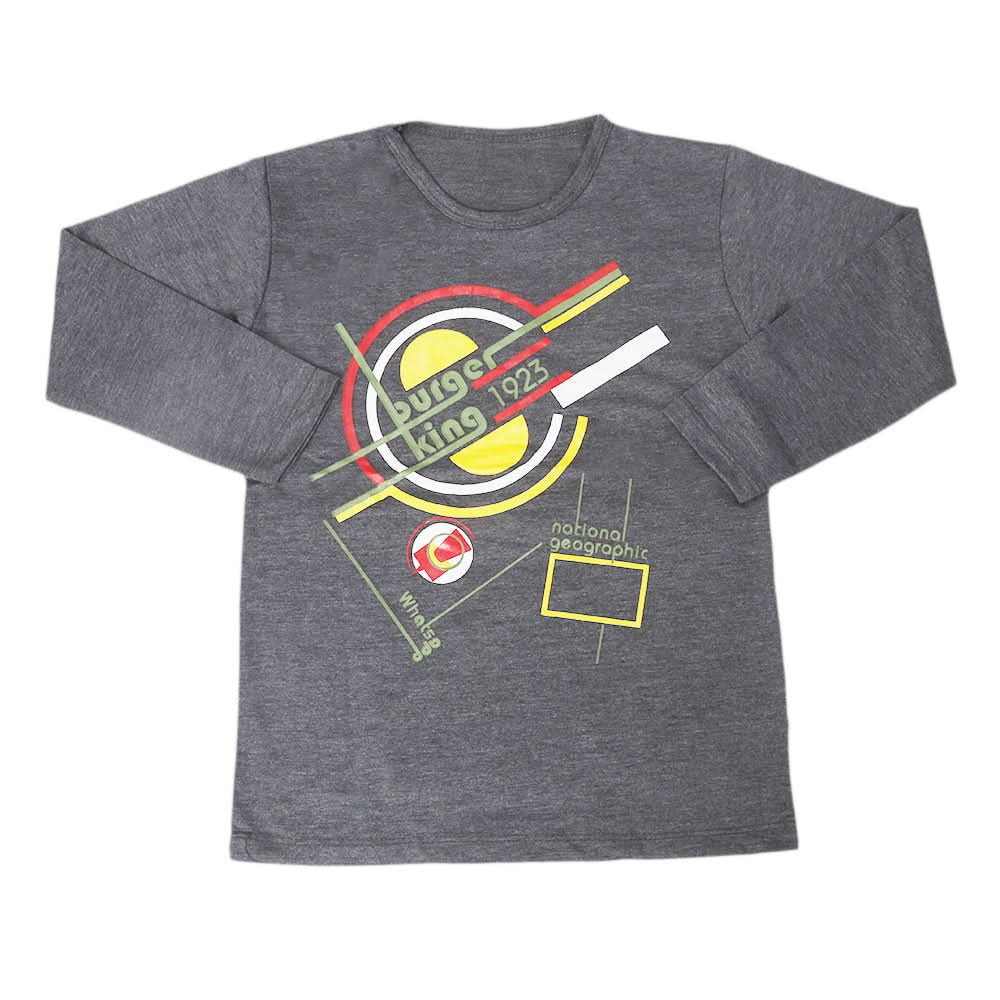 Boys Full Sleeves T-Shirt  8741 - Grey, Kids, Boys T-Shirts, Chase Value, Chase Value