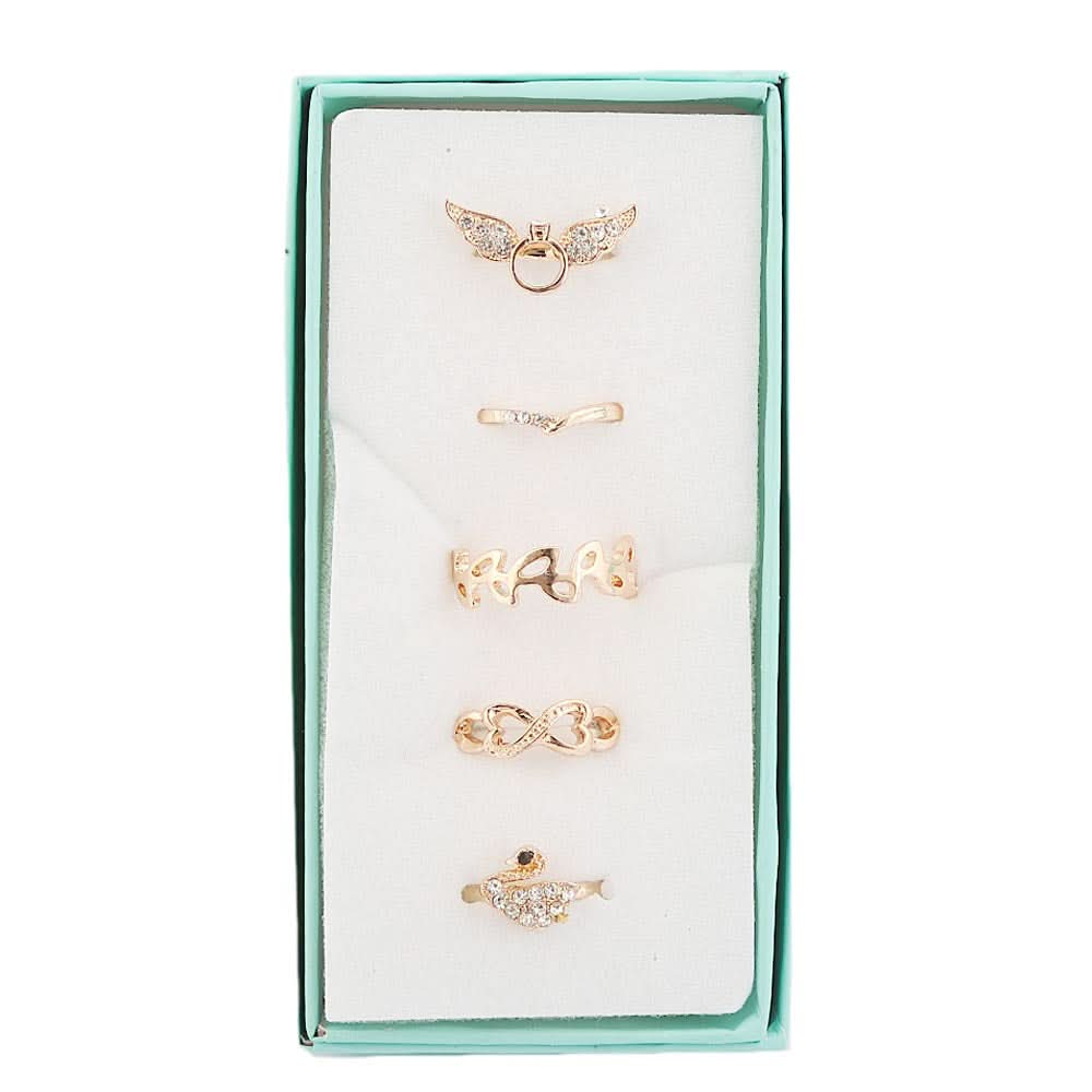 Women's Finger Rings 5 Pcs - Golden, Women, Finger Rings, Chase Value, Chase Value