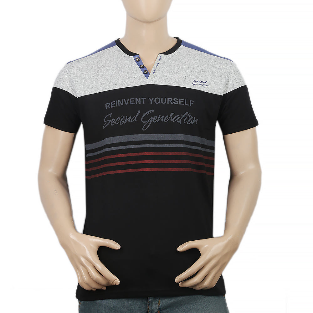 Men's Half Sleeves Round Neck T-Shirt - Black, Men, T-Shirts And Polos, Chase Value, Chase Value