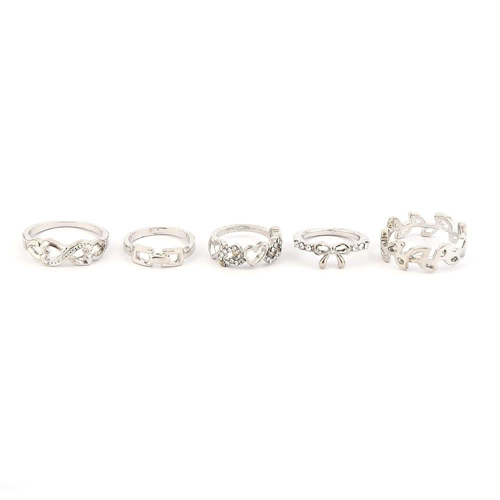 Women's Finger Rings 5 Pcs - Silver, Women, Finger Rings, Chase Value, Chase Value