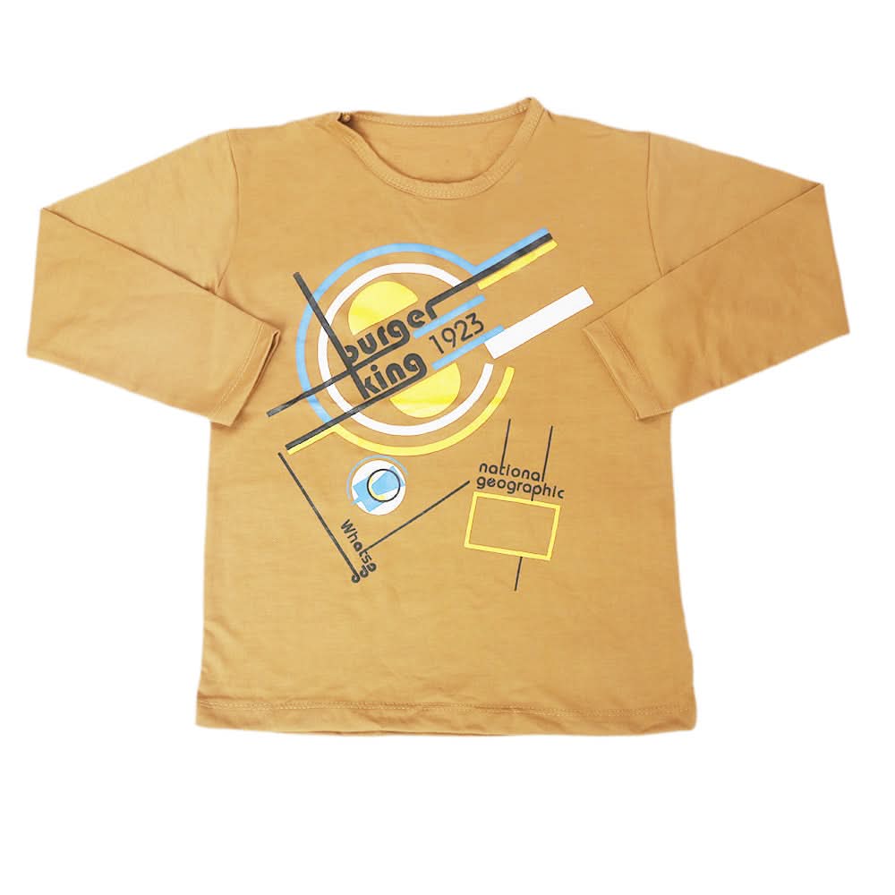 Boys Full Sleeves T-Shirt  8741 - Brown, Kids, Boys T-Shirts, Chase Value, Chase Value