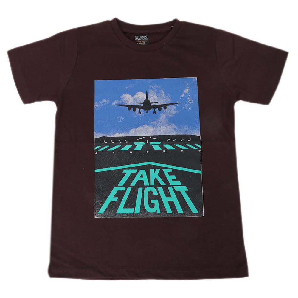 Boys Round Neck Half Sleeves T-Shirt - Brown, Kids, Boys T-Shirts, Chase Value, Chase Value