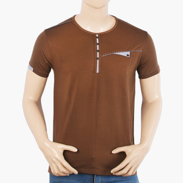 Men's Half Sleeves T-Shirt - Dark Brown, Men's T-Shirts & Polos, Chase Value, Chase Value