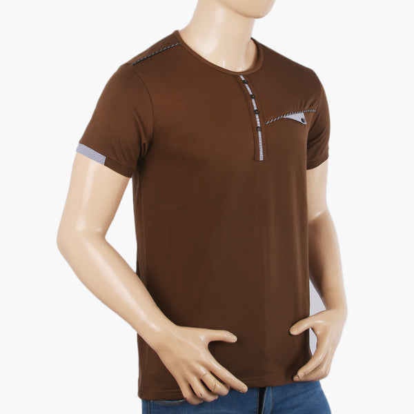 Men's Half Sleeves T-Shirt - Dark Brown, Men's T-Shirts & Polos, Chase Value, Chase Value