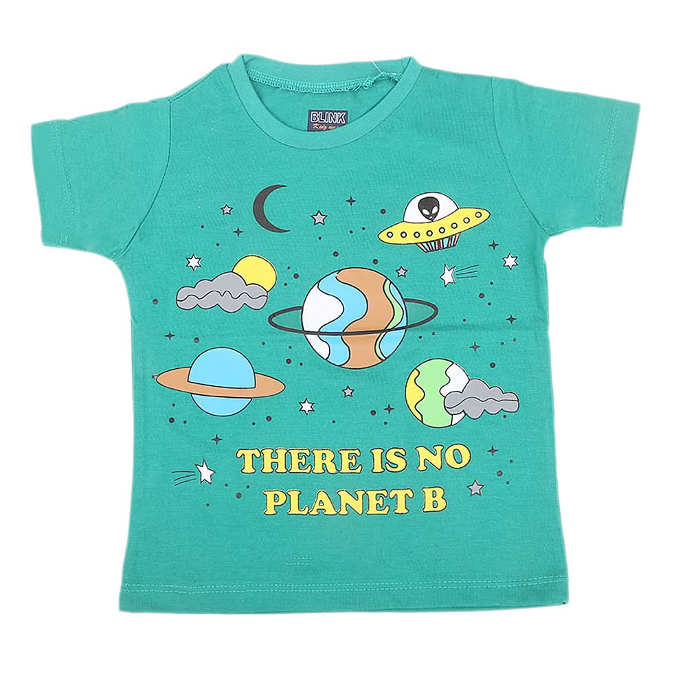 Boys Printed Half Sleeves T-Shirt 4723 - Green, Kids, Boys T-Shirts, Chase Value, Chase Value