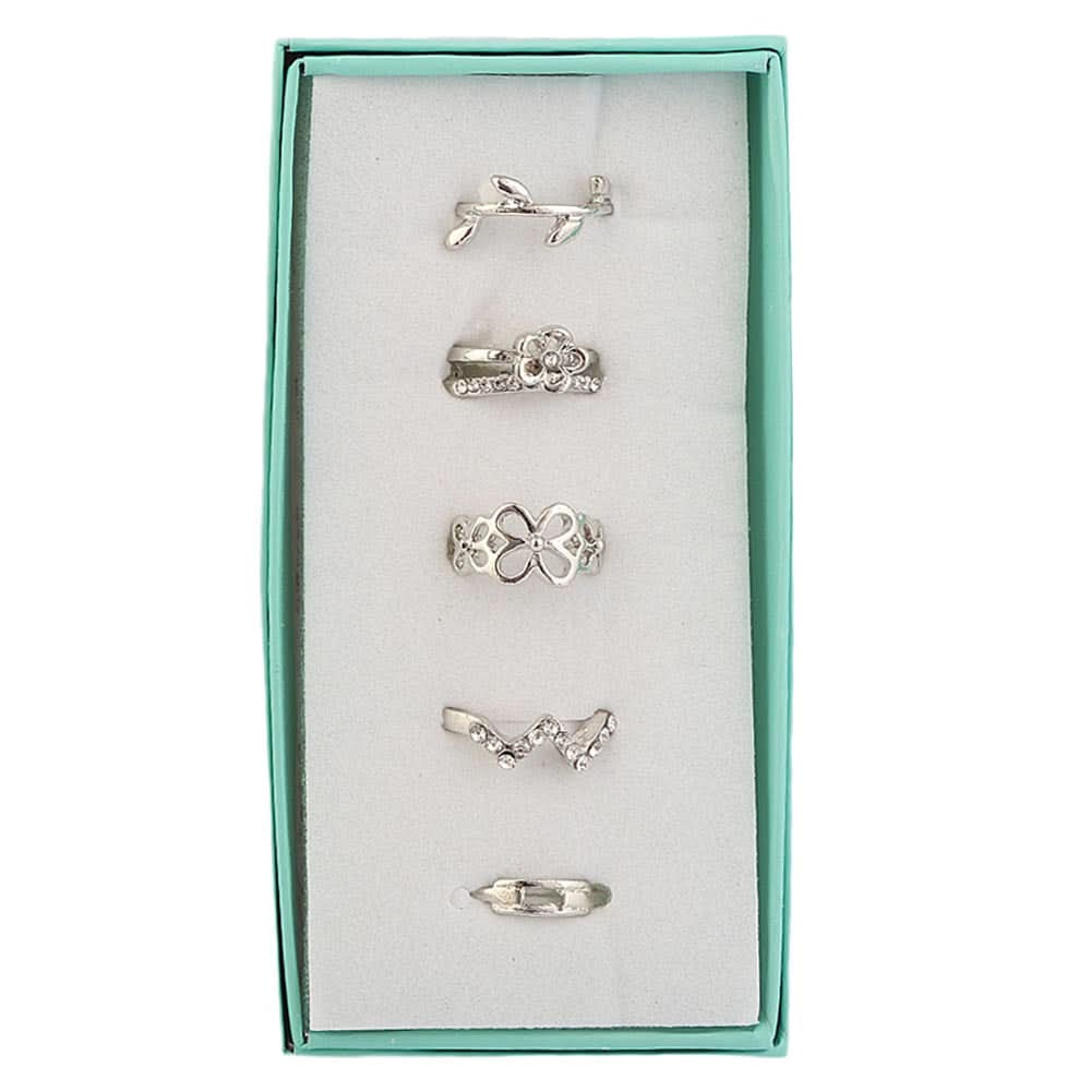 Women's Finger Rings 5 Pcs - Silver, Women, Finger Rings, Chase Value, Chase Value