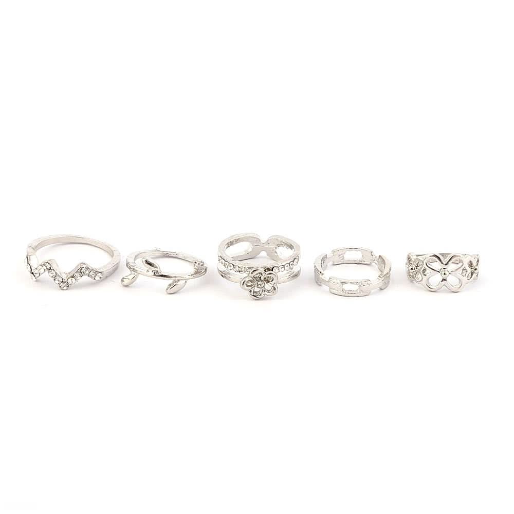 Women's Finger Rings 5 Pcs - Silver, Women, Finger Rings, Chase Value, Chase Value