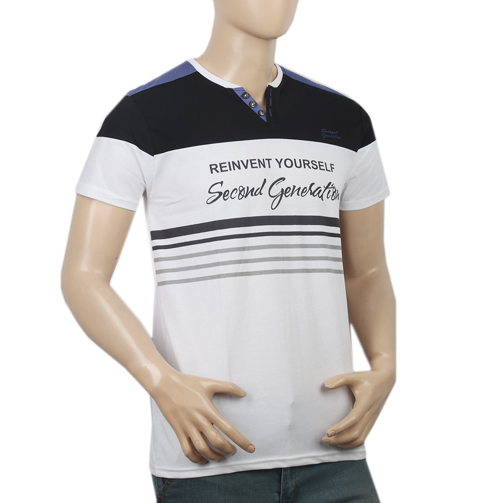 Men's Half Sleeves Round Neck T-Shirt - White, Men, T-Shirts And Polos, Chase Value, Chase Value