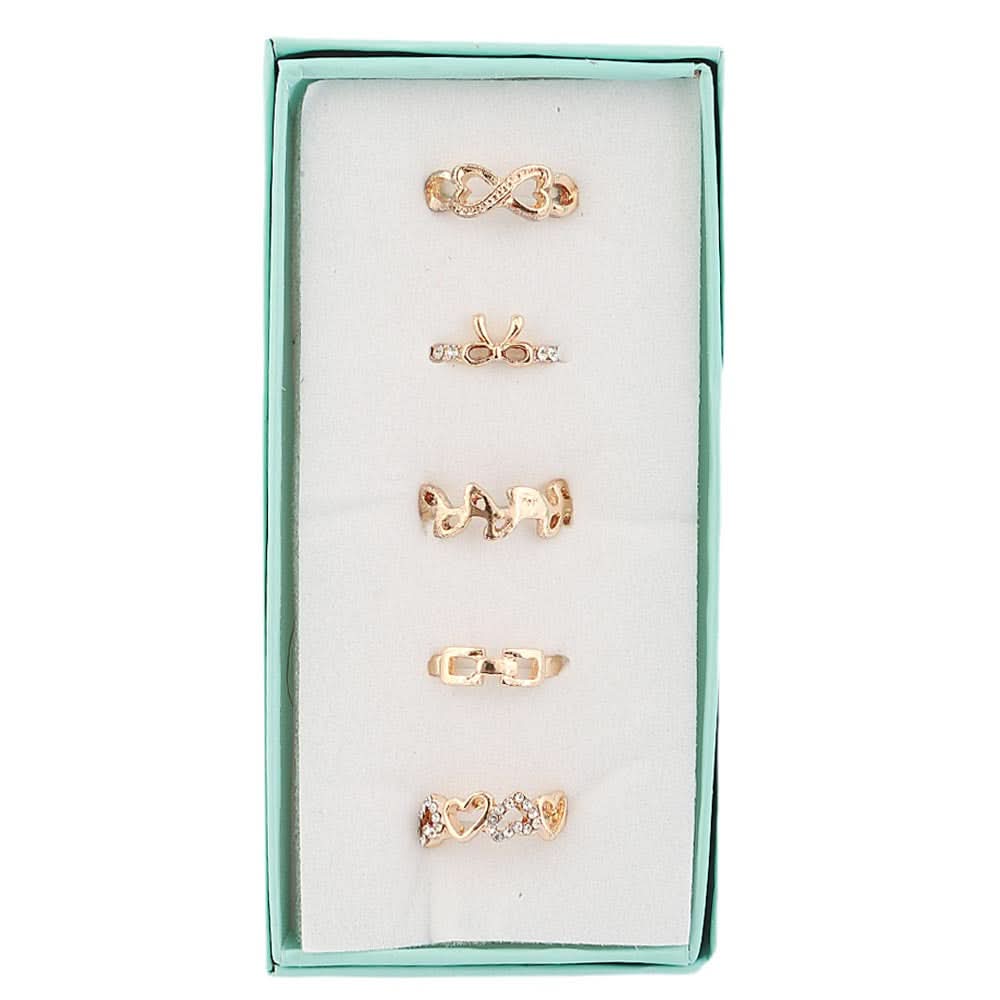 Women's Finger Rings 5 Pcs - Golden, Women, Finger Rings, Chase Value, Chase Value