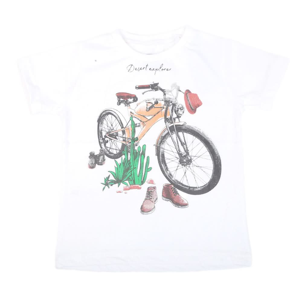 Boys Printed Half Sleeves T-Shirt 4738 - White, Kids, Boys T-Shirts, Chase Value, Chase Value