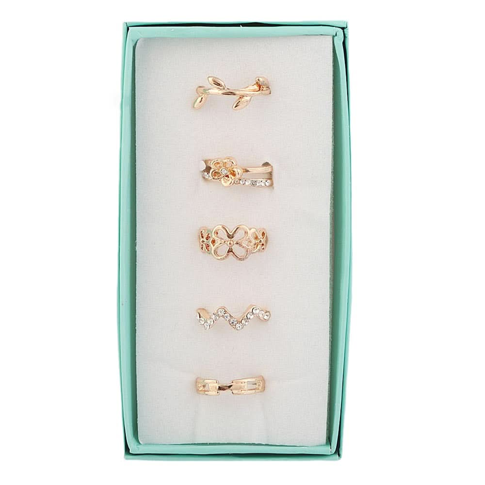 Women's Finger Rings 5 Pcs - Golden, Women, Finger Rings, Chase Value, Chase Value