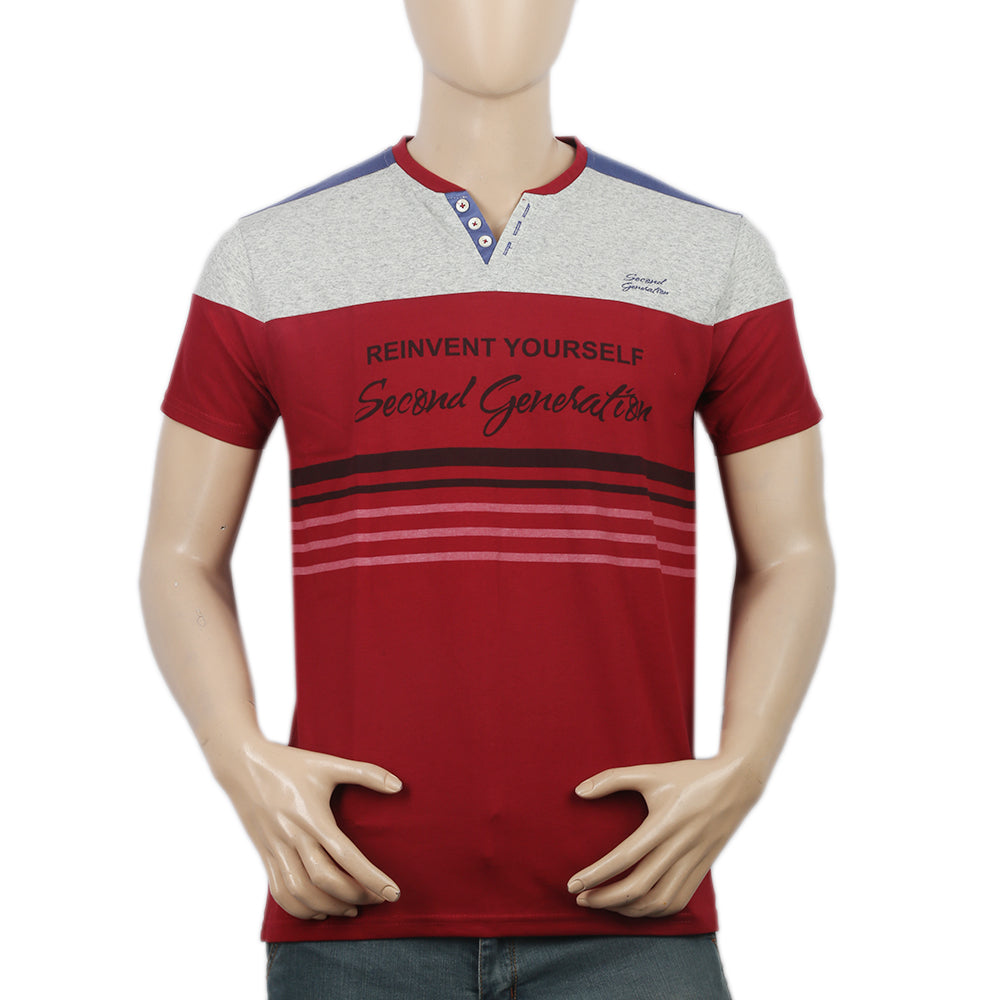 Men's Half Sleeves Round Neck T-Shirt - Maroon, Men, T-Shirts And Polos, Chase Value, Chase Value