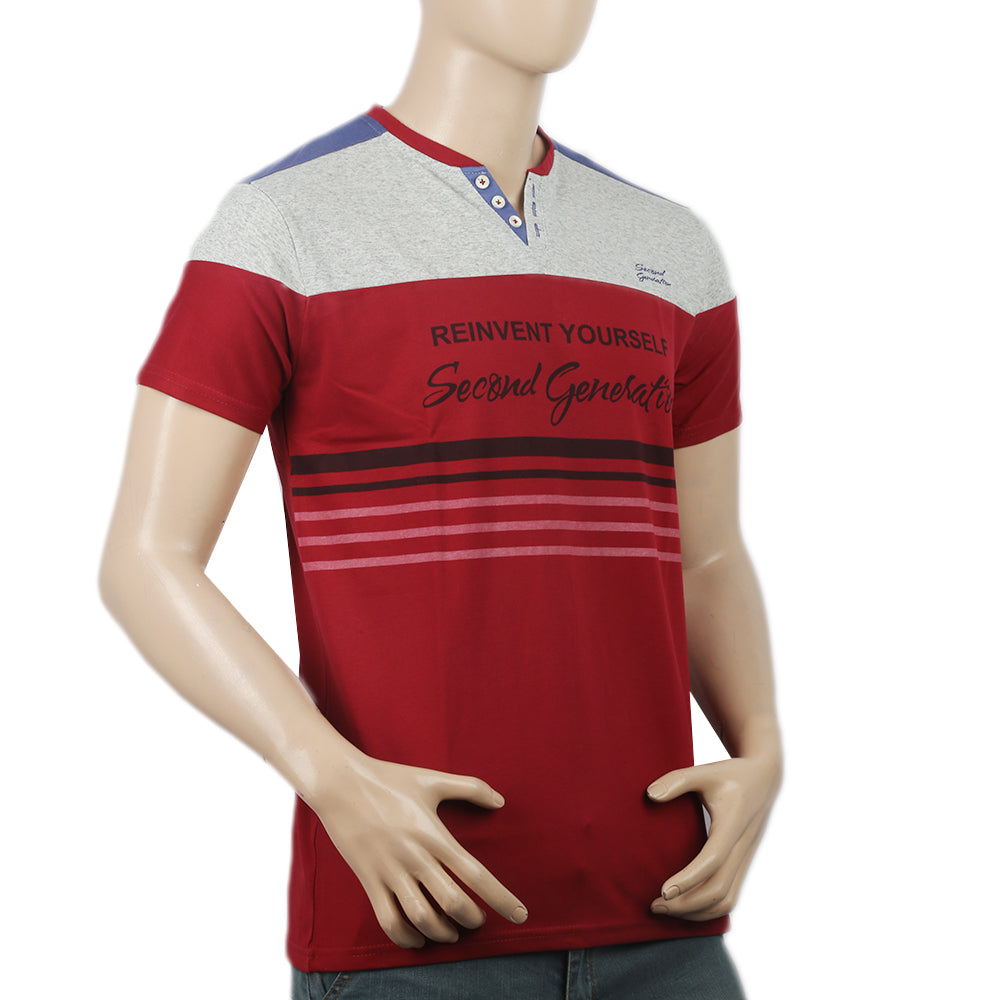 Men's Half Sleeves Round Neck T-Shirt - Maroon, Men, T-Shirts And Polos, Chase Value, Chase Value